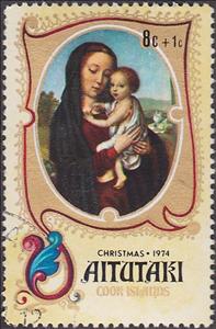 Stamp, Virgin and Child by Gerard David, Aitutaki,  , Christmas, Paintings, Art