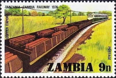 Stamp, Copper exports, Zambia,  , Railways