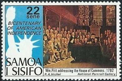 Stamp, Wm. Pitt Addressing House of Commons, Samoa,  , Paintings, Revolutions