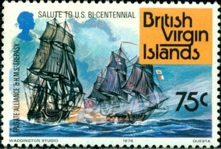 Stamp, Frigate Alliance and HMS Trepasy, British Virgin Islands,  , Ships