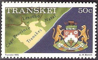 Stamp, Map, coat of arms, South Africa, Homelands,  