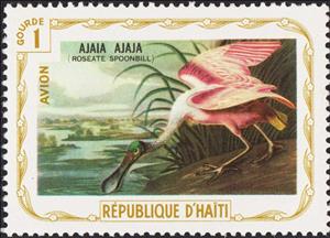 Stamp, Roseate Spoonbill (Platalea ajaja), Cinderellas,  , Birds