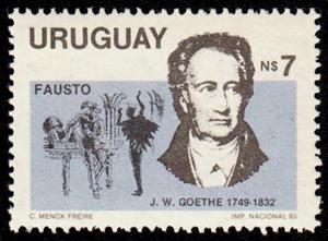 Stamp, J. W. Goethe, Uruguay,  