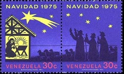 Se-tenant, Adoration of the Shepherds, Venezuela,  , Christmas