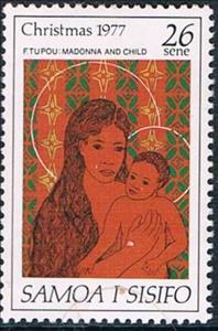 Stamp, Virgin and Child, Samoa,  , Christmas