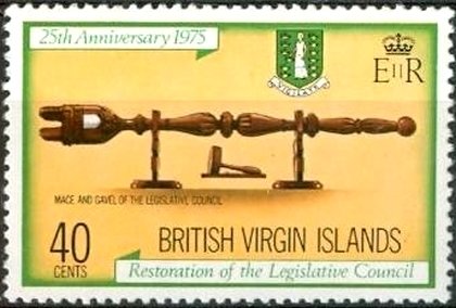 Stamp, Mace and gavel of Ligislative council, British Virgin Islands,  