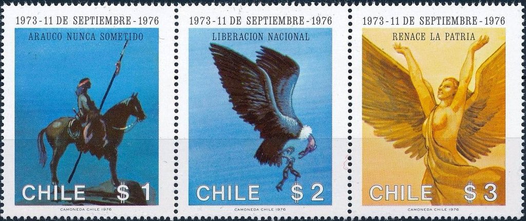 Araucanians,Andean condorwith broken chain,Goddess of Libert