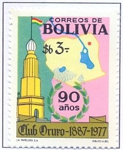 Club building, map of the department of Oruro