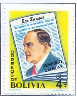 Demetrio Canelas, title page of the newspaper "Los Tiempos"