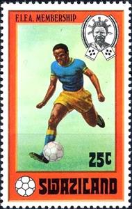Stamp, Kicking ball, diff., Swaziland,  , Football (Soccer)