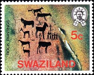 Stamp, Various animals, Swaziland,  , Rock Art and Cave Paintings