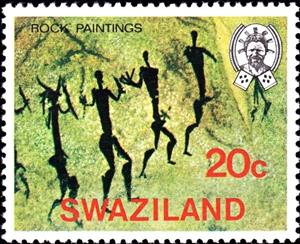 Stamp, Cattle and herdsman, Swaziland,  , Rock Art and Cave Paintings