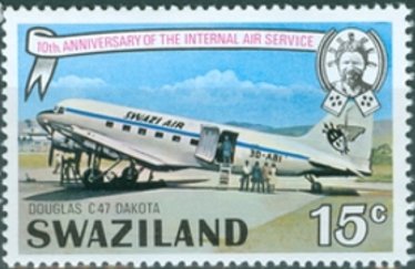 Stamp, Douglas C-47 Dakota, Swaziland,  , Aircrafts