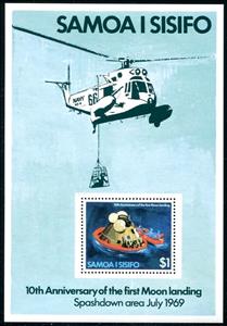 Souvenir Sheet, Command module, Samoa,  , Space Traveling, Spacecrafts, Helicopters, Aviation