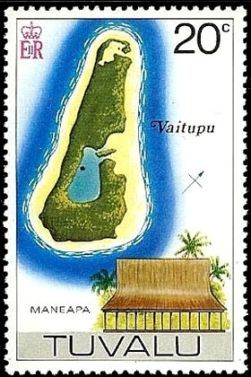 Vaitupu and Village Hall (Maneapa)