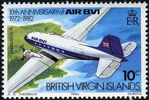 Stamp, Douglas DC-3, British Virgin Islands,  , Airlines, Aircrafts