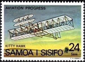 Stamp, Kitty Hawk., Samoa,  , Aviation, Aircrafts