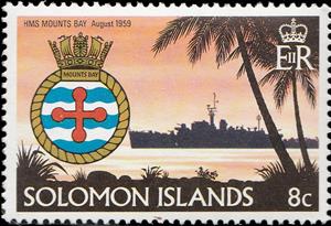 Stamp, HMS Mounts Bay (Frigate), Solomon Islands,  , Ships, Maps, Coats of Arms, Warships