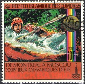 Stamp, Whitewater slalom, Comoros,  , Olympic Games, Canoeing