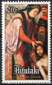 Stamp, The burial of Christ. Quentin Metsys, Aitutaki,  , Paintings