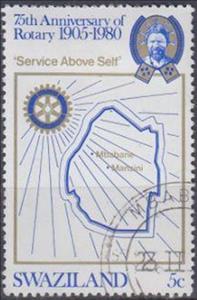 Stamp, Map of Swaziland, Swaziland,  , Maps, Rotary