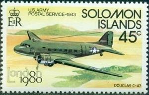 Stamp, Douglas C-4, Solomon Islands,  , Philatelic Exhibitions, Aircrafts