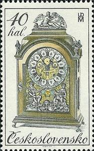 Stamp, 18th century clocks, Czechoslovakia,  , Clocks