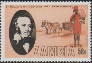 Stamp, Mailman and oxcart, Zambia,  