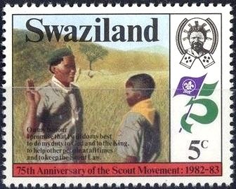 Stamp, Reciting promise, Swaziland,  , Scouting