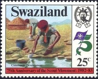 Stamp, Community development, Swaziland,  , Scouting