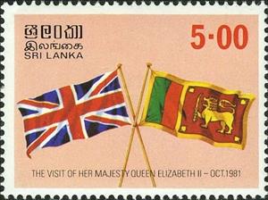 Stamp, Union & Sri Lanka Flags, Sri Lanka,  , Flags