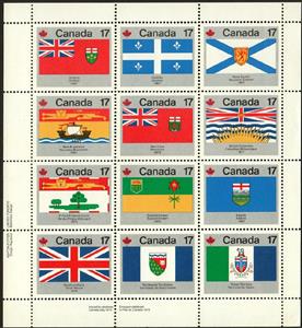 Mini Sheet, Provincial and Territorial Flags, Canada,  