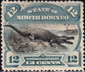 Stamp, Saltwater Crocodile (Crocodylus porosus), North Borneo,  