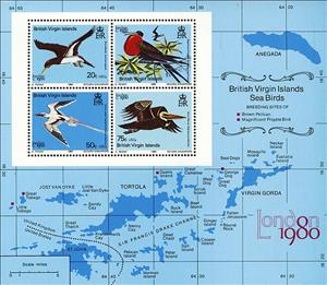 Souvenir Sheet, Brown Booby (Sula leucogaster), British Virgin Islands,  , Birds, Animals (Fauna)