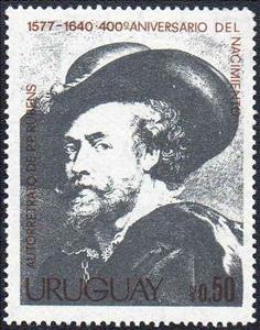 Stamp, Peter Paul Rubens, self-portrait, Uruguay,  