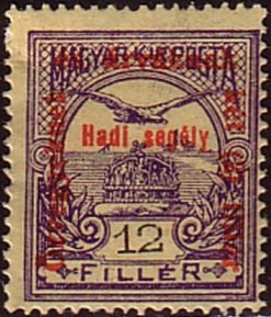 Stamp, Mythical bird Turul flying over Crown of St. Stephen, Hungary,  , Mythology, Stylized Animals, Birds, First World War, Crowns and Coronets