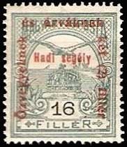 Stamp, Mythical bird Turul flying over Crown of St. Stephen, Hungary,  , Mythology, Stylized Animals, Birds, First World War, Crowns and Coronets