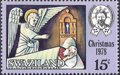 Stamp, Angel warning Jospeh in a dream, Swaziland,  , Christmas