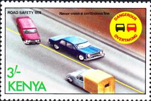 Stamp, "Never cross a continuous line", Kenya,  , Roadsafety