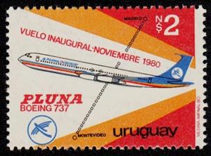Stamp, Boeing 737, Pluna, Uruguay,  , Aviation, Airlines, Aircrafts