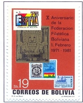 Stamp, Brands Bolivia Michel. 654, 903, 956 and 963, Bolivia,  , Philately