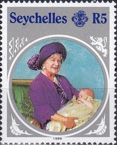 Stamp, Queen Mum with Prince Henry, Seychelles,  