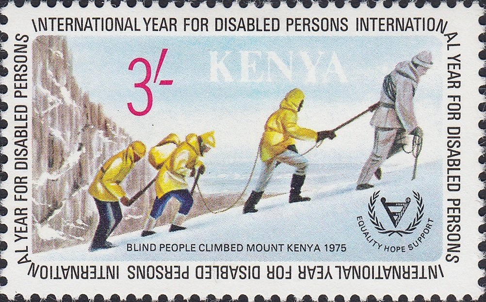 Blind people climbing Mount Kenya, 1975