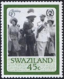 Stamp, With George VI, the Dutschess of York and Sobhuza II, 1947, Swaziland,  