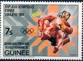 Stamp, Bobsledding, Guinea, Social Democratic Republic,  , Olympic Games, Bobsleigh