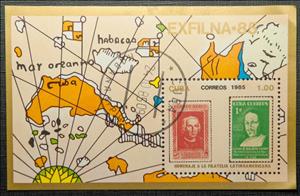 Souvenir Sheet, Spanish stamp Mi 532 with Cuban stamp Mi 190, Cuba,  , Stamps