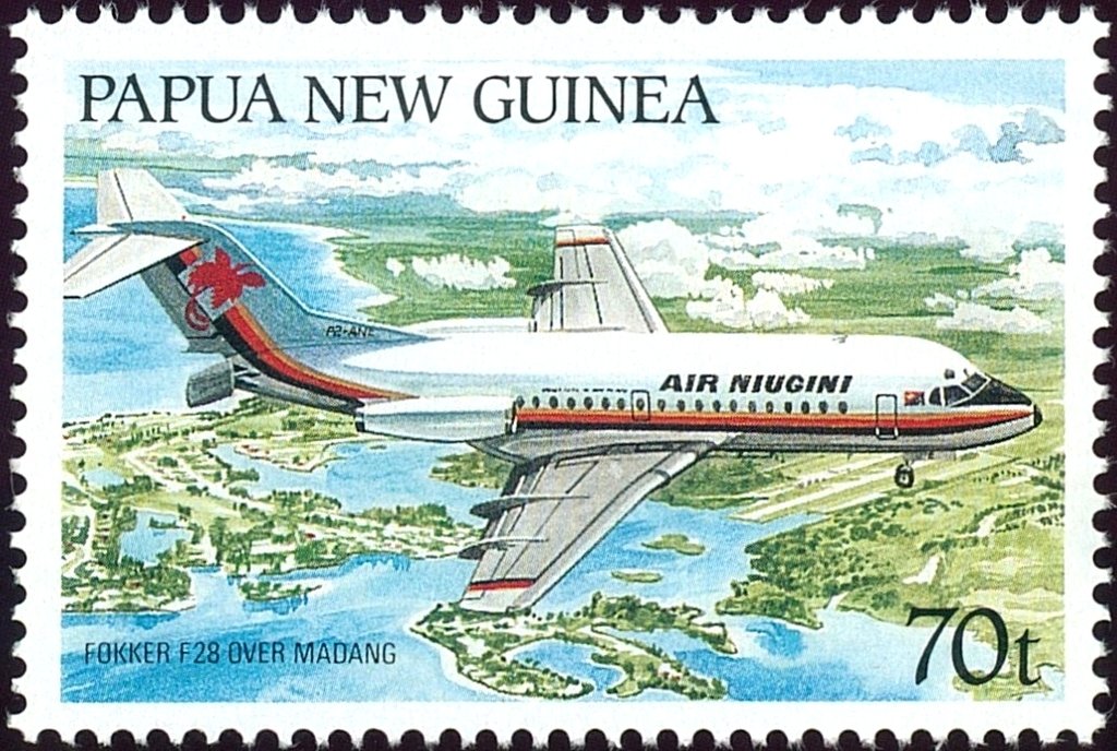 Fokker F28 over Madang