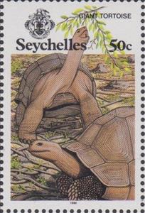 Stamp, Aldabra Giant Tortoise (Aldabrachelys gigantea), Seychelles,  