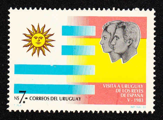 Flags of Spain and Uruguay