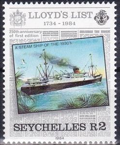Stamp, A Steam Ship of the 1930's, Seychelles,  